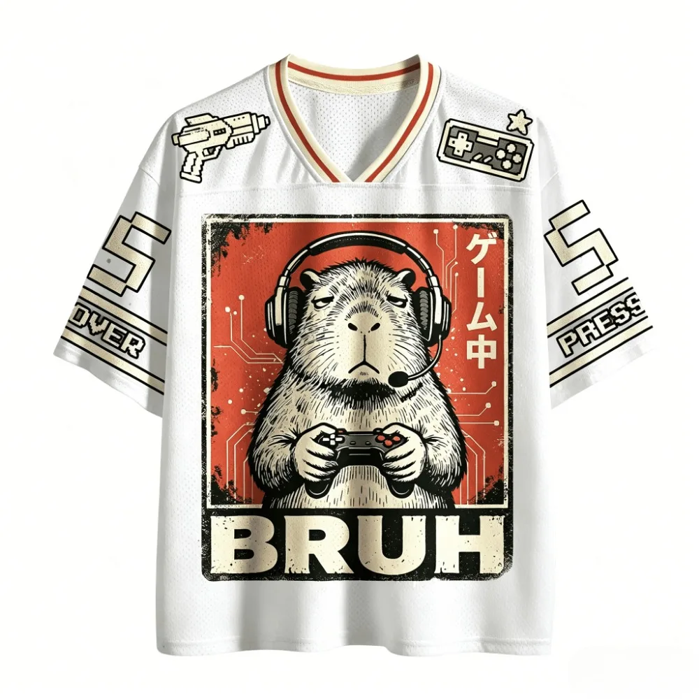 Sommer-Spaß Meerschweinchen-Thema 3D-Druck Sport Atmungsaktiv Schnelltrocknend Herren Damen V-Ausschnitt T-Shirt Outdoor Street Casual Eltern-Kind-Kleidung – Detail 2