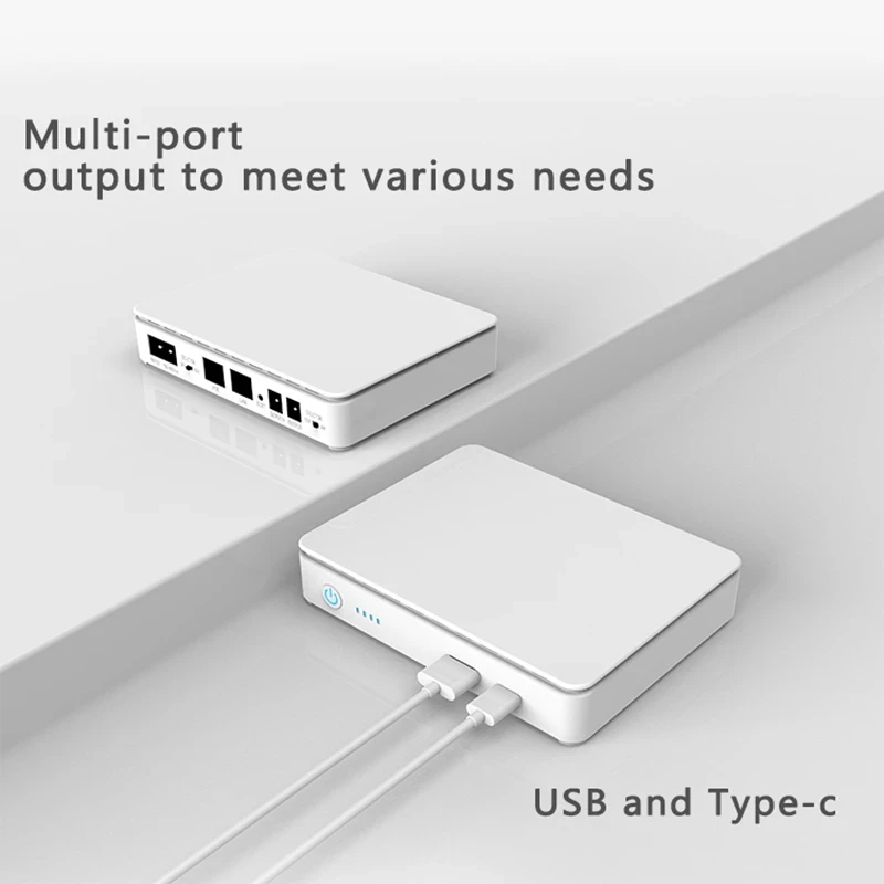 Mini DC UPS Backup Power Bank with Lithimum Battery, USB, Type-C, POE, Wi-Fi Router, IP Camera, 5V, 9V, 12V, 15V, 24V, 10400mAh,