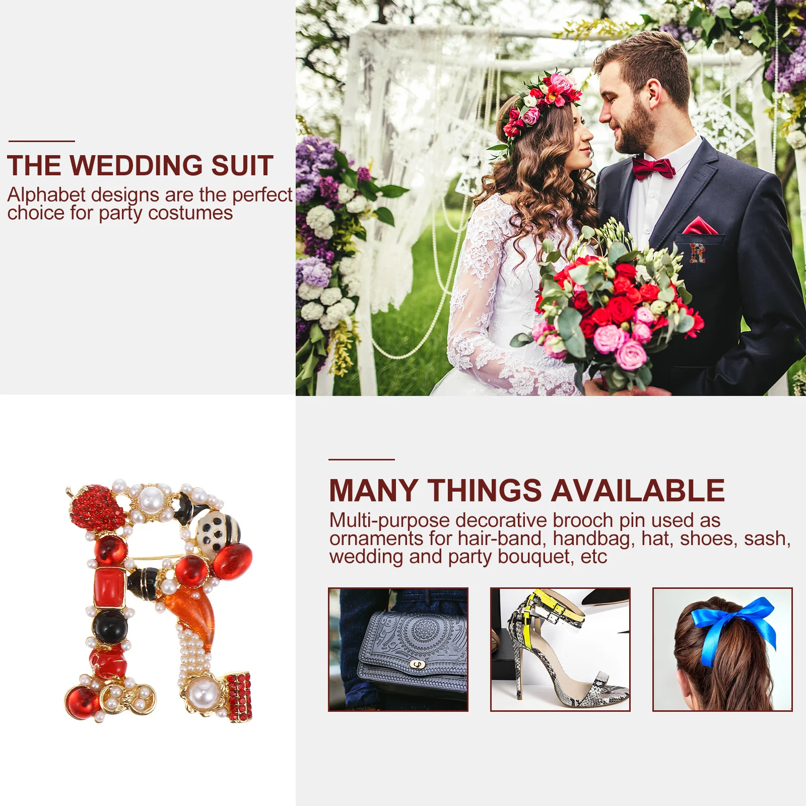 

1pc Letters Shaped Alloy Pin Delicate For Clothes Dress Brooch Party Jewelry Clothing Brooch Pin Accessory