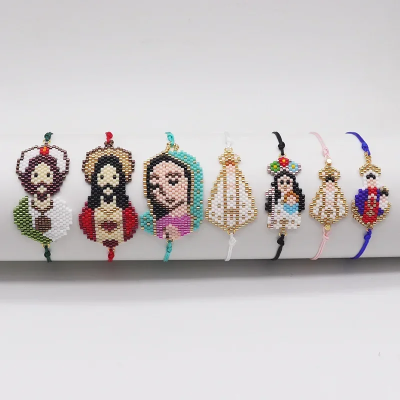 Rice bead bracelet Facial image Originality Design Hand knitting Bohemia Adjustable Fashion Simple Beaded bracelet