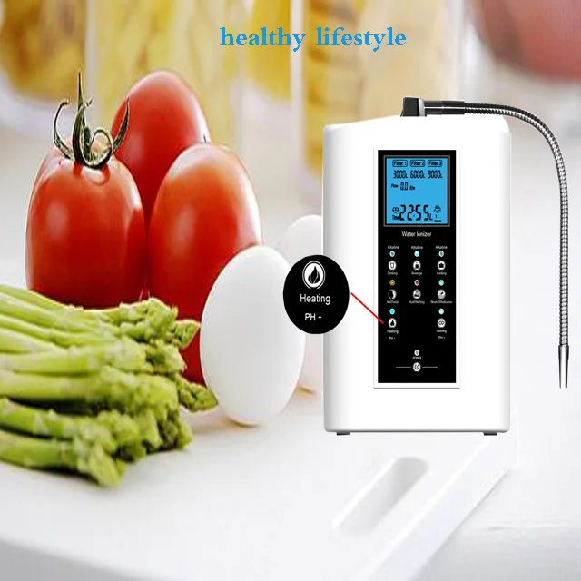 Electrolysis alkaline water ionizer with heating function with 9 plates