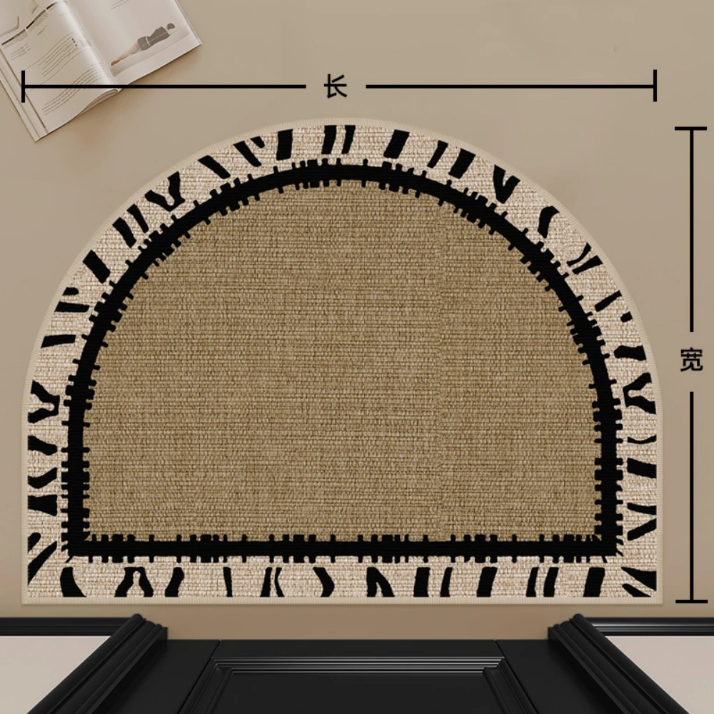 Irregular Brush Stroke Border Half Round Doormat & Entryway Floor Mat For Minimalist Modern Front Door Household Entry Space