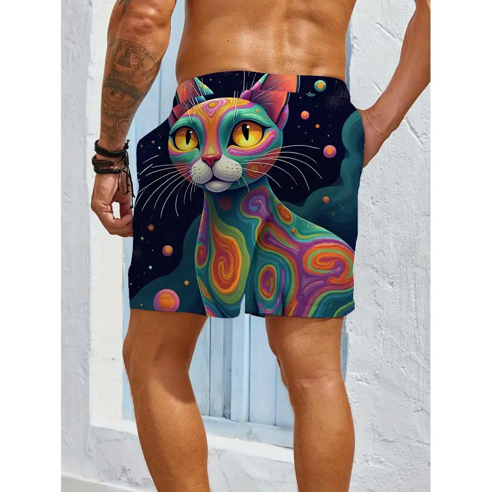 1pcs Men's Short swim trunks2026 Summer 3D Printed Short sleeve Quick drying running Polyester Breathable sweatpants man