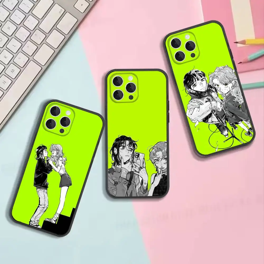 Aya Mitsuki Manga Shockproof Black Silicone Soft Protective Cover, Suitable for iPhone 11,12,13,14,15,16,17,Pro,Max,Plus