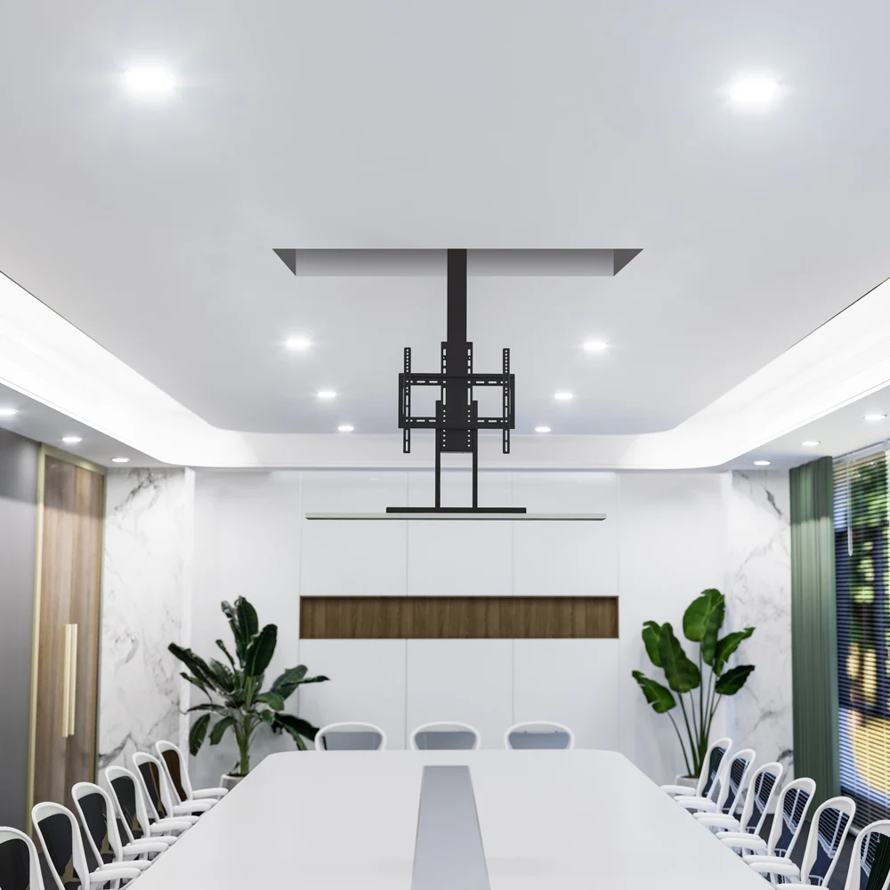Auto Electric Lift Hanger Cold Rolled Steel High Load 110 Lbs (50 Kg) Ceiling Mount Tv Lift Bracket