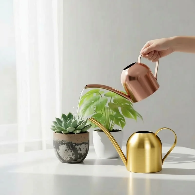 Stainless Steel Long Nozzle Watering Pot, Small Plant Watering Kettle, Golden Watering Kettle 500ML