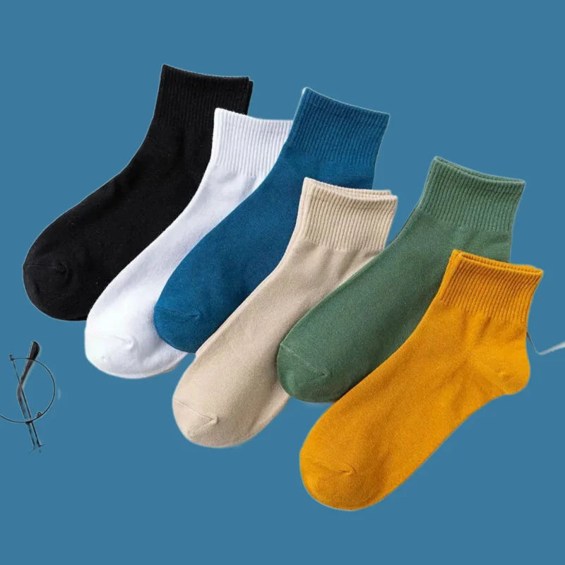 

5 Pairs Breathable Short Ankle Cotton Socks Man Socks Casual Black Socks White Sports Fashion 2024 High Quality New Men's Socks