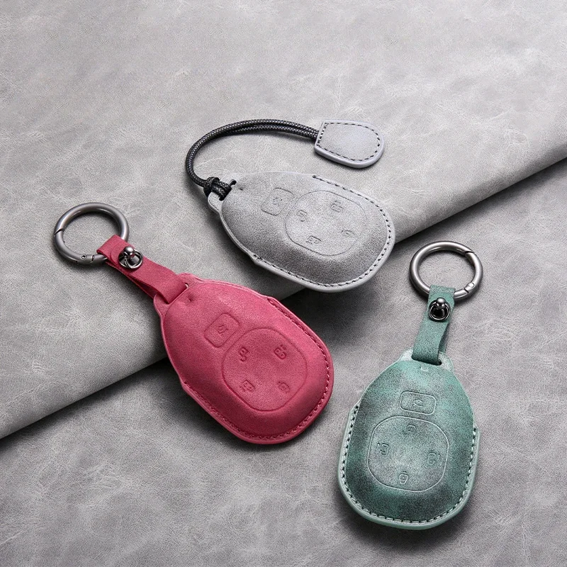 

Leather Car Remote Key Case Cover For GAC Trumpchi E8MAX E8PRO Car Key Case Cover Shell Fob Keyring