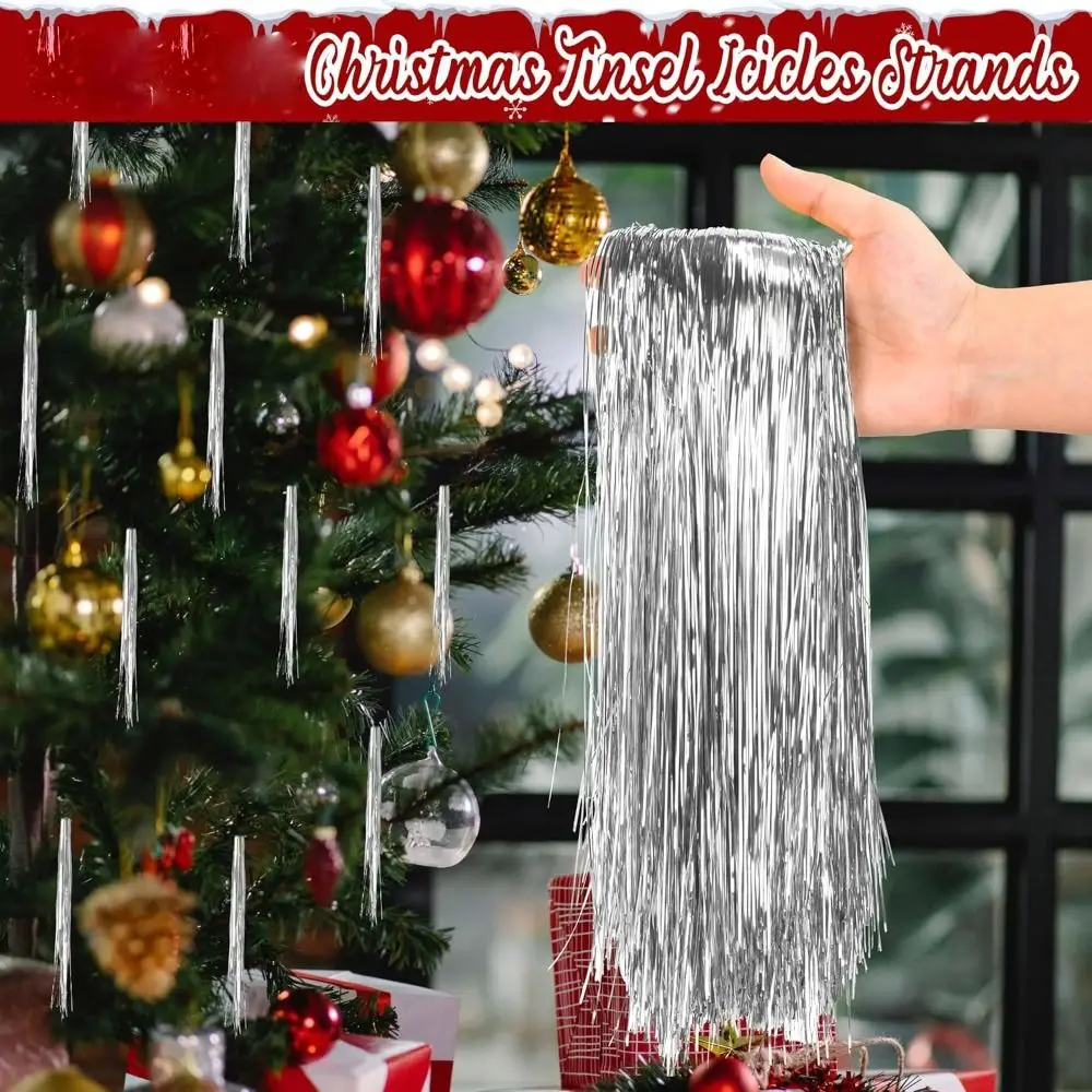 قابلة لإعادة الاستخدام شجرة عيد الميلاد سلك معدني المهرجانات ديكور فضي اللون بهرج جليد السواحل المبهر الذهب اللون بهرج احباط هامش