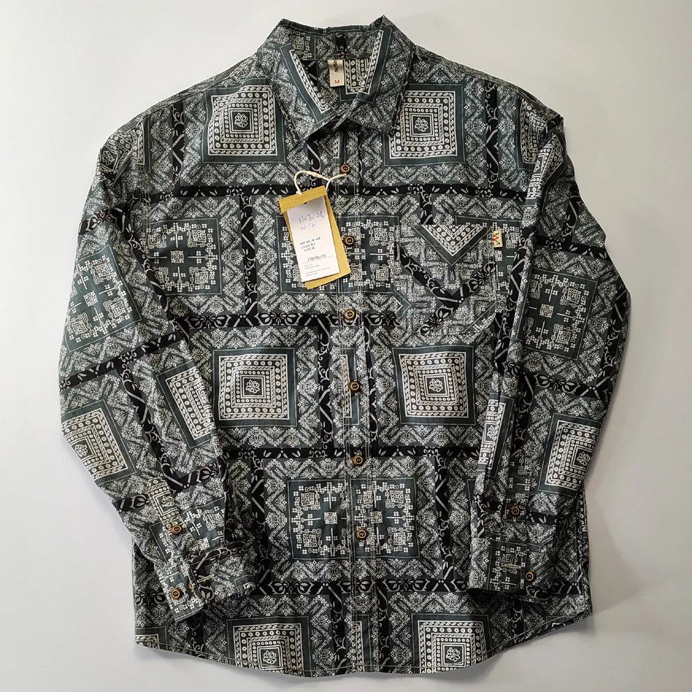 

Loose Fit Cotton irt Long Sve Casual Sle Retro Print Turn-down Collar Men's Clothing Spring Autumn Season Faion