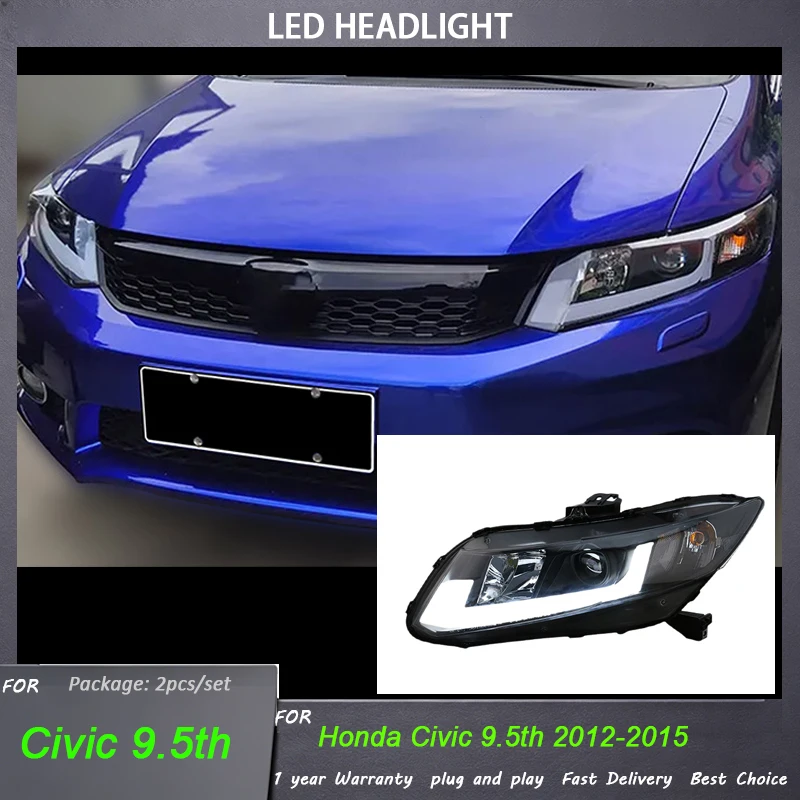 

Car Accessories for Honda Civic 9th Gen Headlight 2012-2015 Civic 9th Head Light DRL Turn Signal Low High Beam Projector Lens