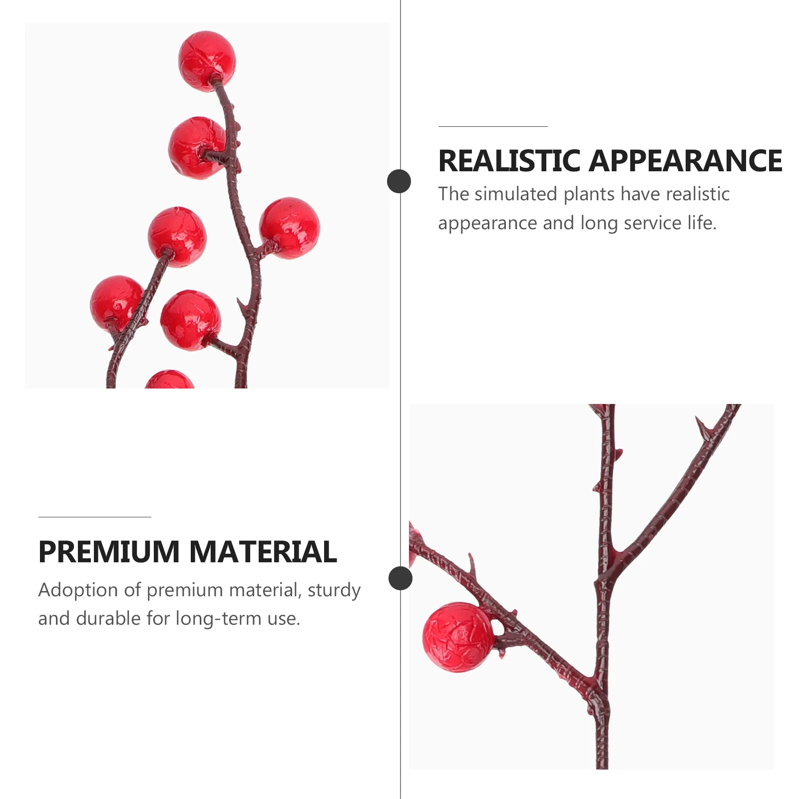 

10Pcs Christmas Holly Stem Artificial Flower Red for DIY Xmas Flower Arrangement Home Decoration Simulation Holly