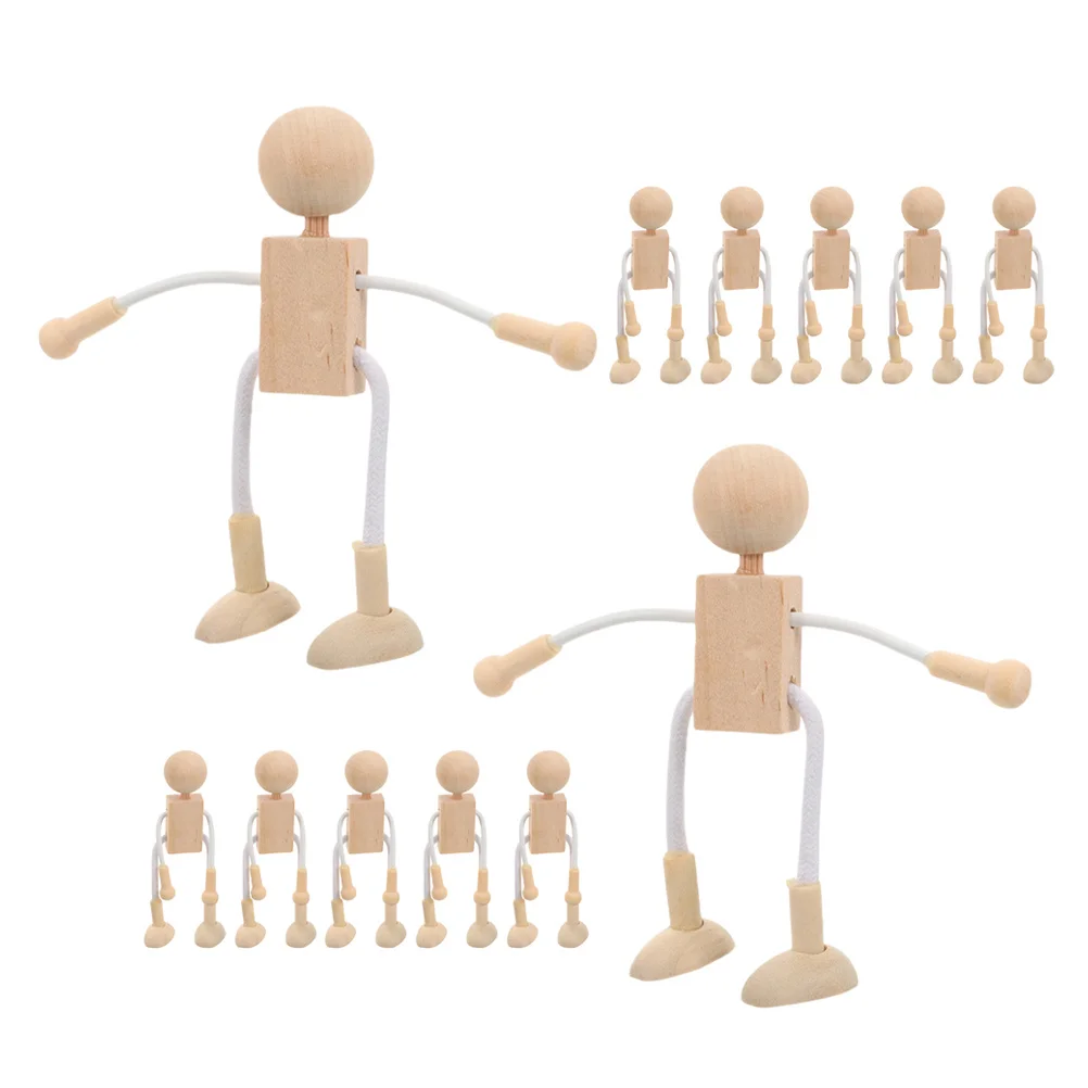 

12pc Wooden Unfinished Diy Painting Kids Wooden Craft Blank Figures Home Decor Figure Wood Diy Craft