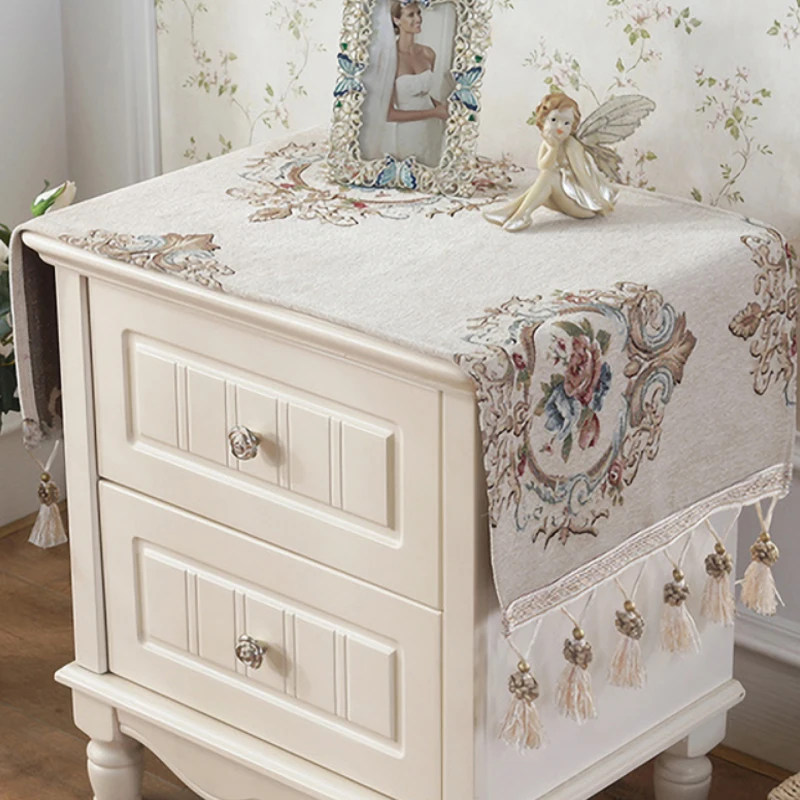 European Style Vintage Jacquard Bedside Table Cover Towel Tv Cabinet Dust Proof Cover Multi-function Towel Cover Tablecloth