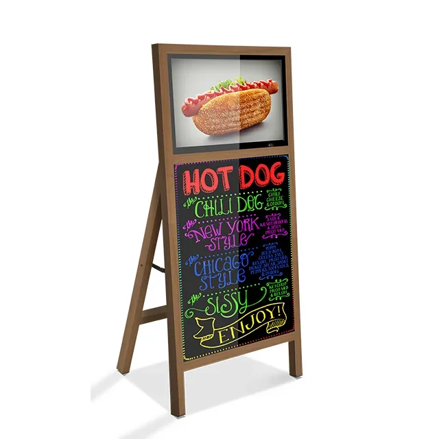 New Advertising Digital Signage And Displayss Floor Standing Lcd Kiosk With LED Menu Board For Restaurant