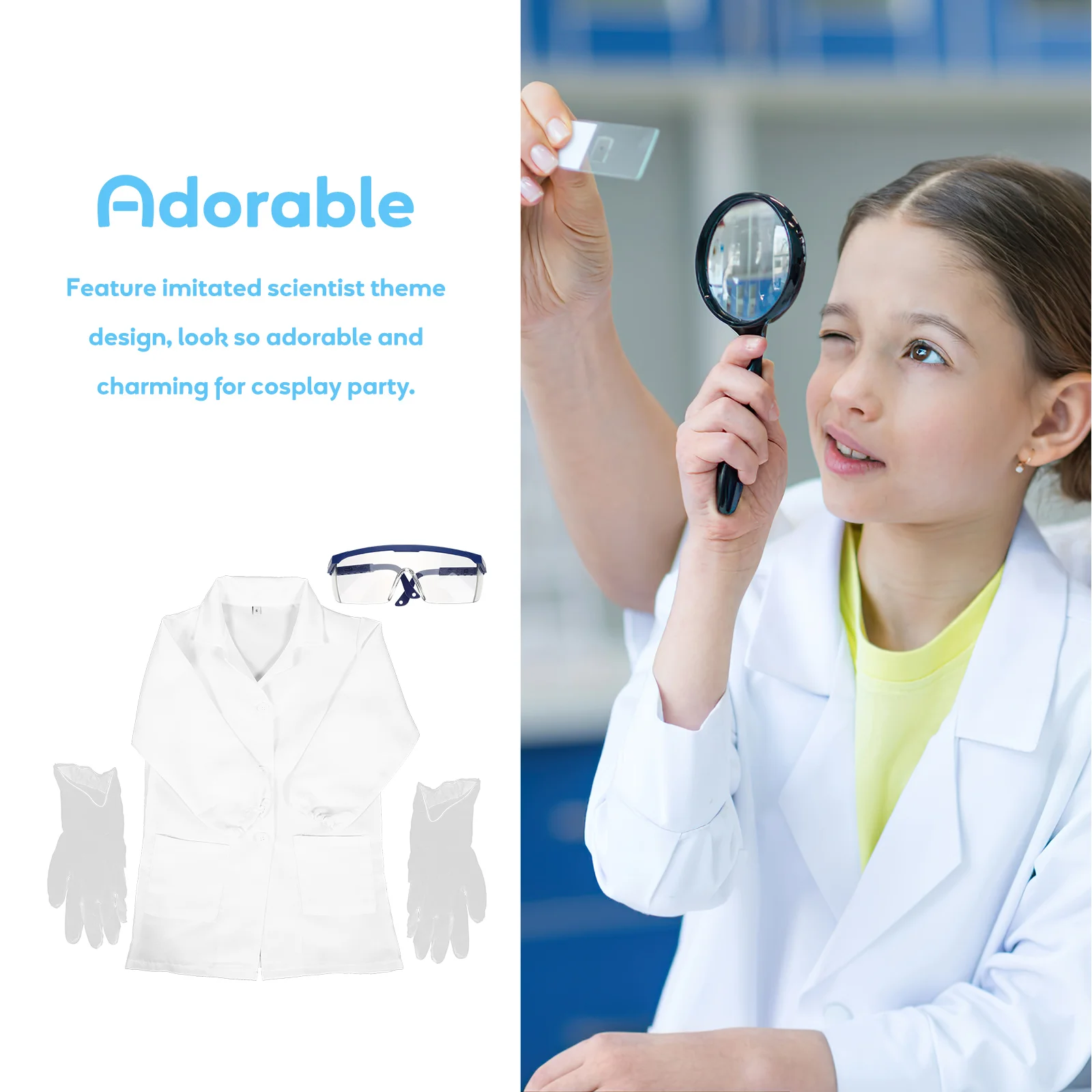 Scientist Clothing Doctor Costume for Kids Laboratory Coat Dreses Science Experiment Toddler Plastic Pupils Clothes