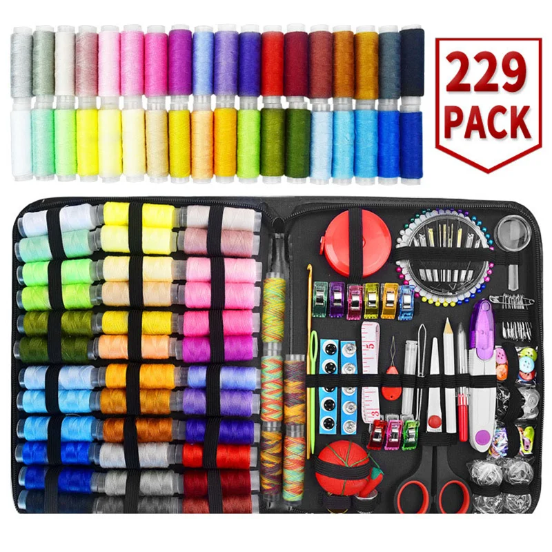 

229pcs Portable Sewing Kit DIY Multifunctional Sewing Box Set For Hand Quilting Stitching Embroidery Sewing Tools Accessories