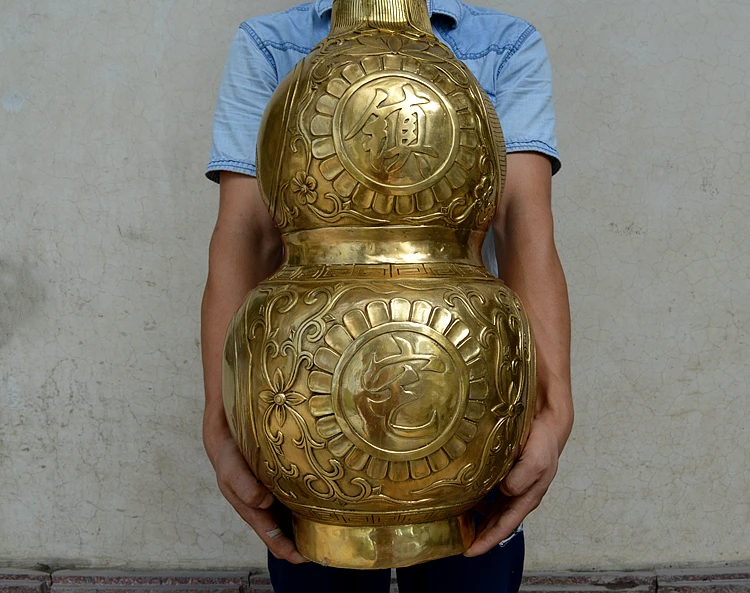 office home protective-large 0.75 M efficacious Talisman House Protection Money Drawing FENG SHUI cucurbit  bronze statue