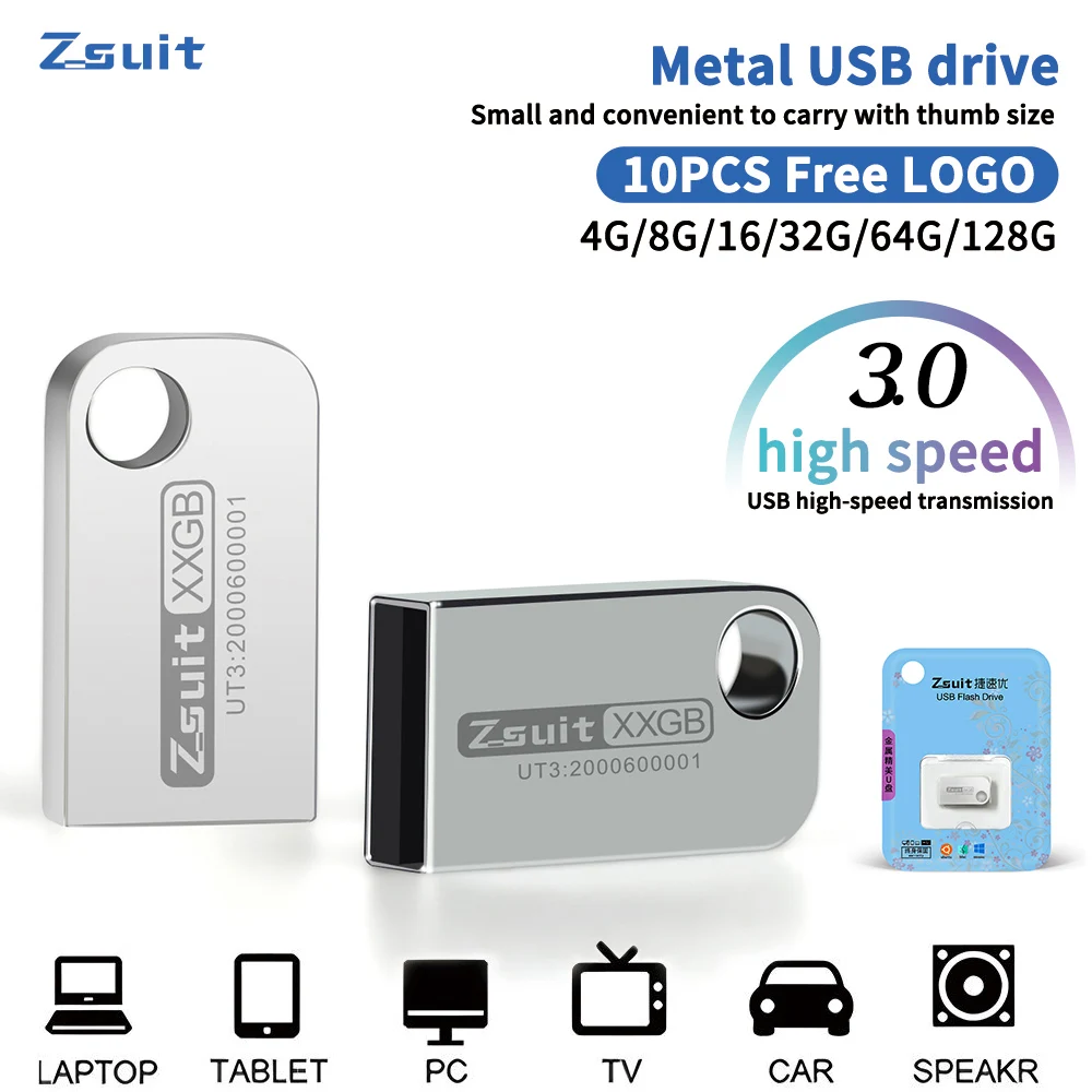 防水uディスク,USB 3.0フラッシュドライブ,実際の容量,ロゴなし,4 GB, 8 GB, 16GB, 64 GB, 10個