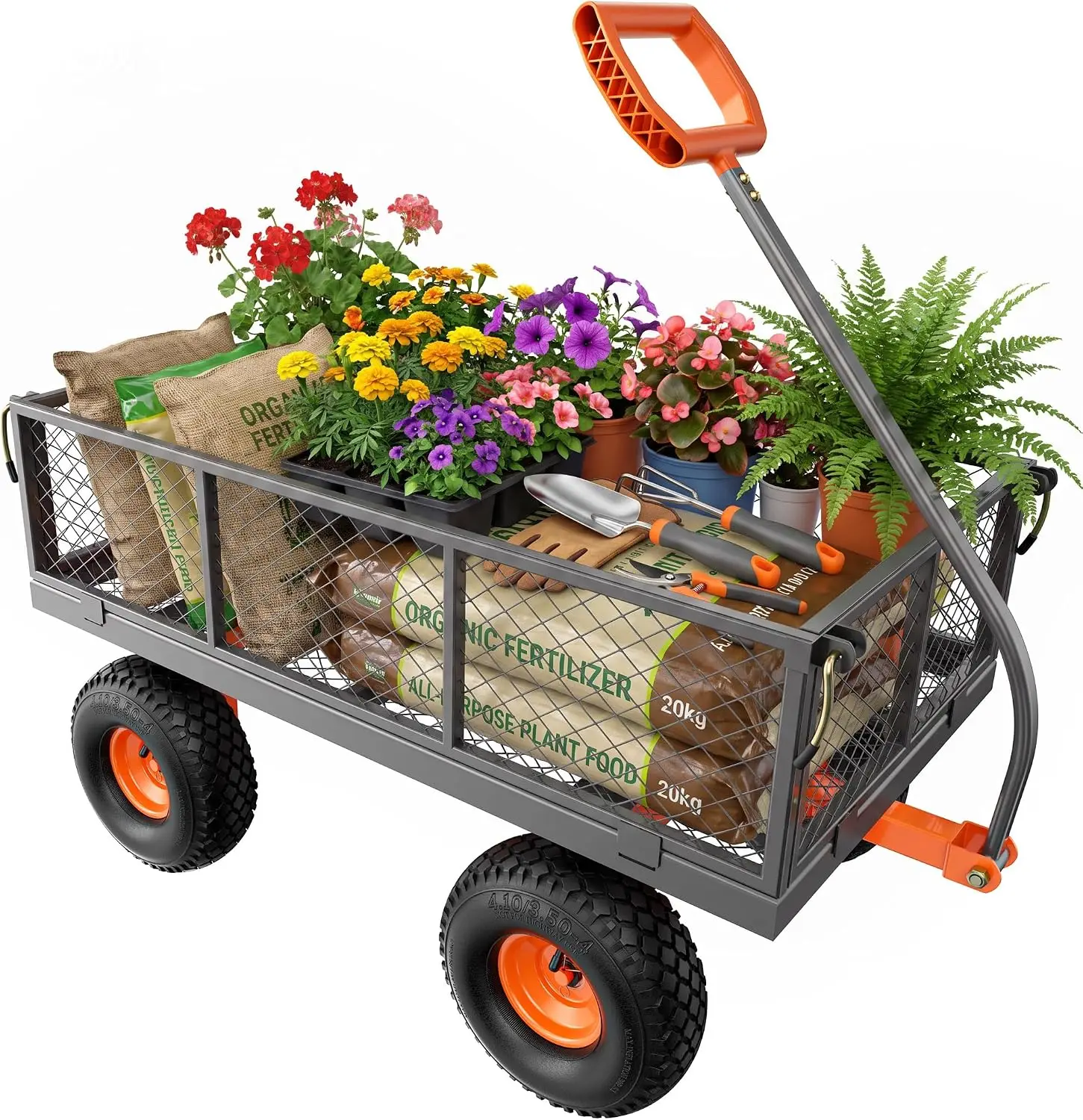 Steel Garden Cart 1000 lb Capacity Removable Sides Heavy Duty Utility Wagon