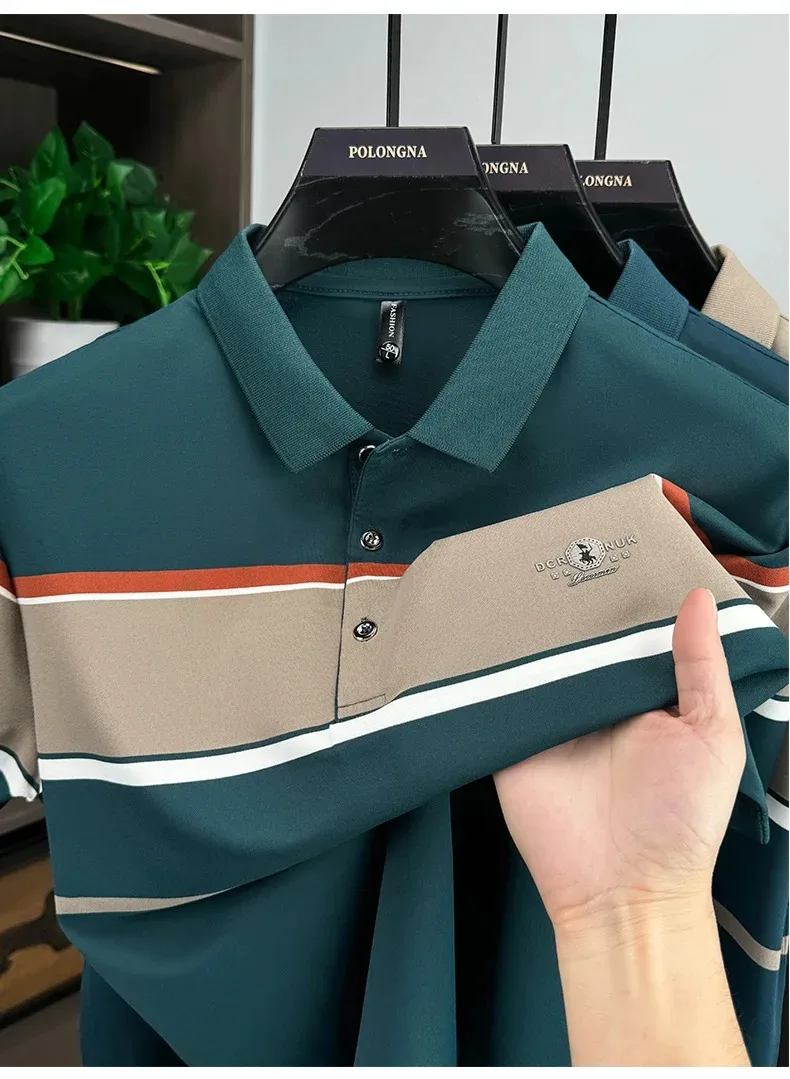 Luxus-Buchstaben Paul embossed kurzärmelige Herren Polo-Shirt High-End-Marke Mode Streifen Farbgebung Sommer neue Casual-Flip-T-Shirt – Detail 4