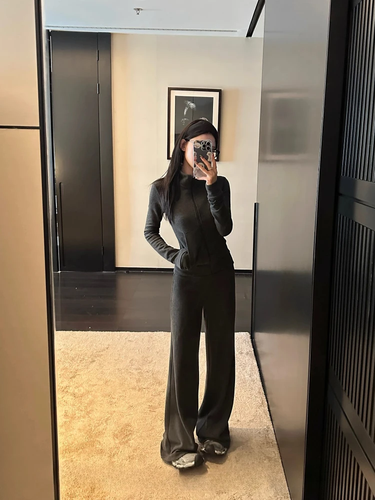 Tracksuits Sportwear Sets Skirt Women Winter V-neck Vintage 2 Piece Suits Pullover Knitted Pullover Skirt Korean Fashion