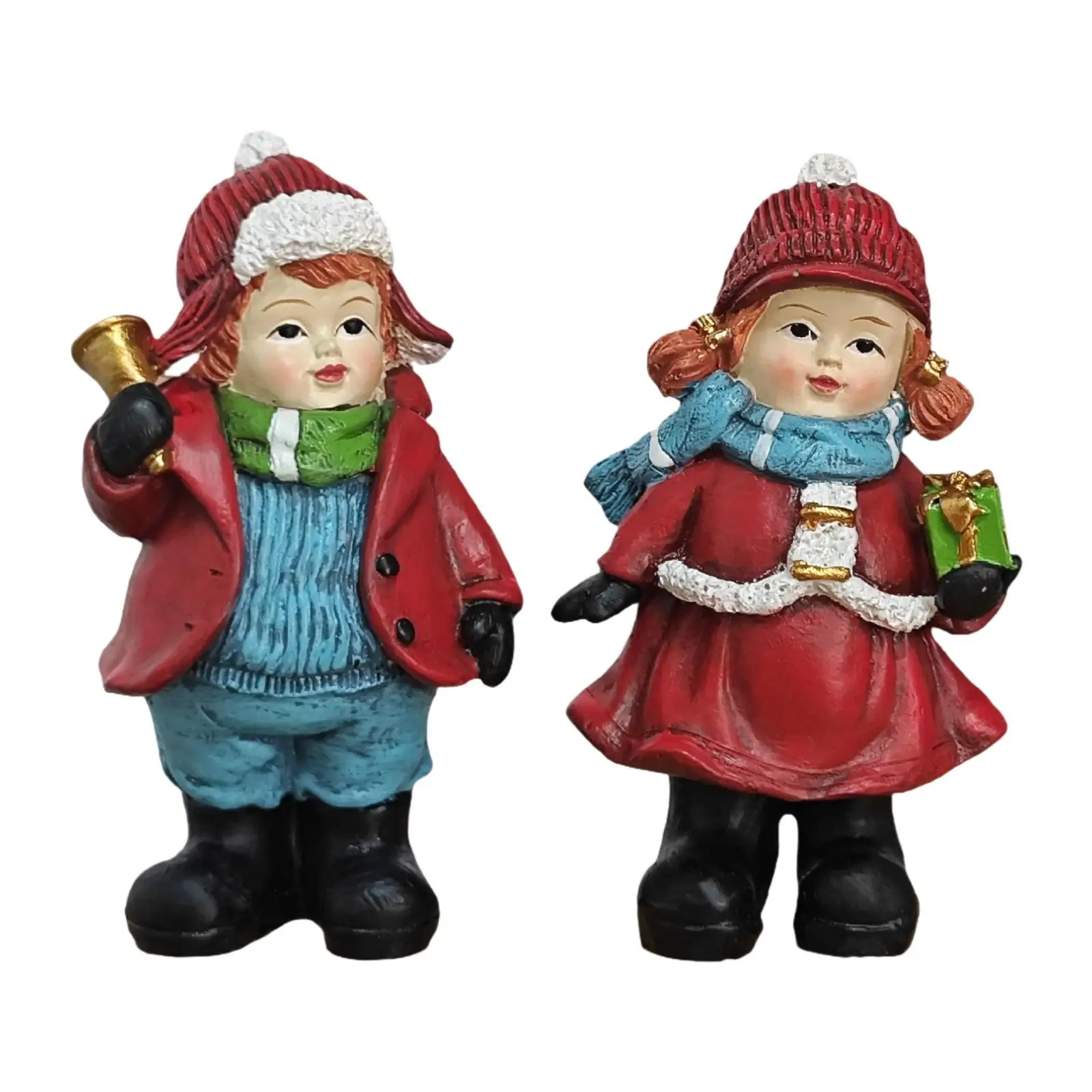 2 Pieces Christmas Ornaments Xmas Statue Resin Xmas Figurine for Mantel Bedroom Mantle Home Desktop