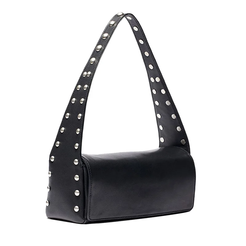 

Новый декор с заклепками, винтажная сумка на плечо, сумка в стиле панк, сумка подмышки, большая вместительная роскошная дизайнерская женская сумка-тоут