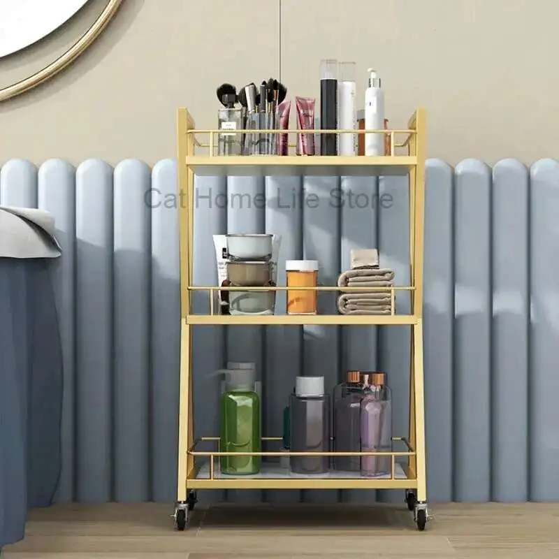 2-tier Trolley Storage Cart Drawer Cosmetic Sockets Hairdressing Salon Auxiliary Chair Professional Beauty Furniture Foldable