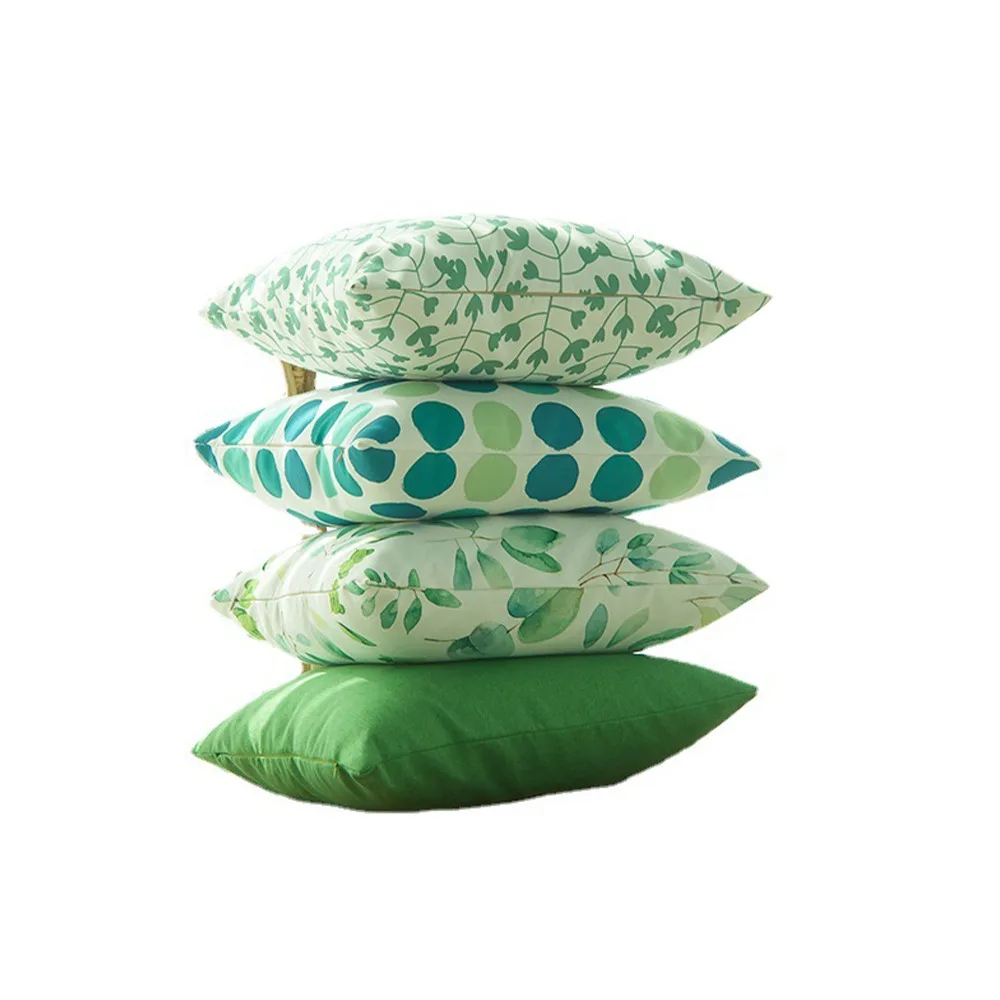 CIFBUY Waterproof Outdoor Cushion Cover 45x45cm Double-Sided Plant Leaves Print Decorative Throw Pillow Case for Garden Patio