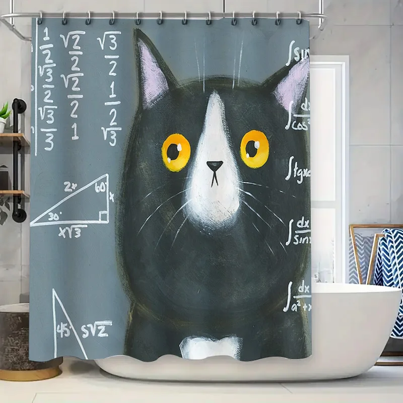 

Занавеска для душа с изображением кота, милый котенок, декор для ванной комнаты с животными, водонепроницаемая подкладка, винтажный стиль фермерского дома, моющийся домашний текстиль