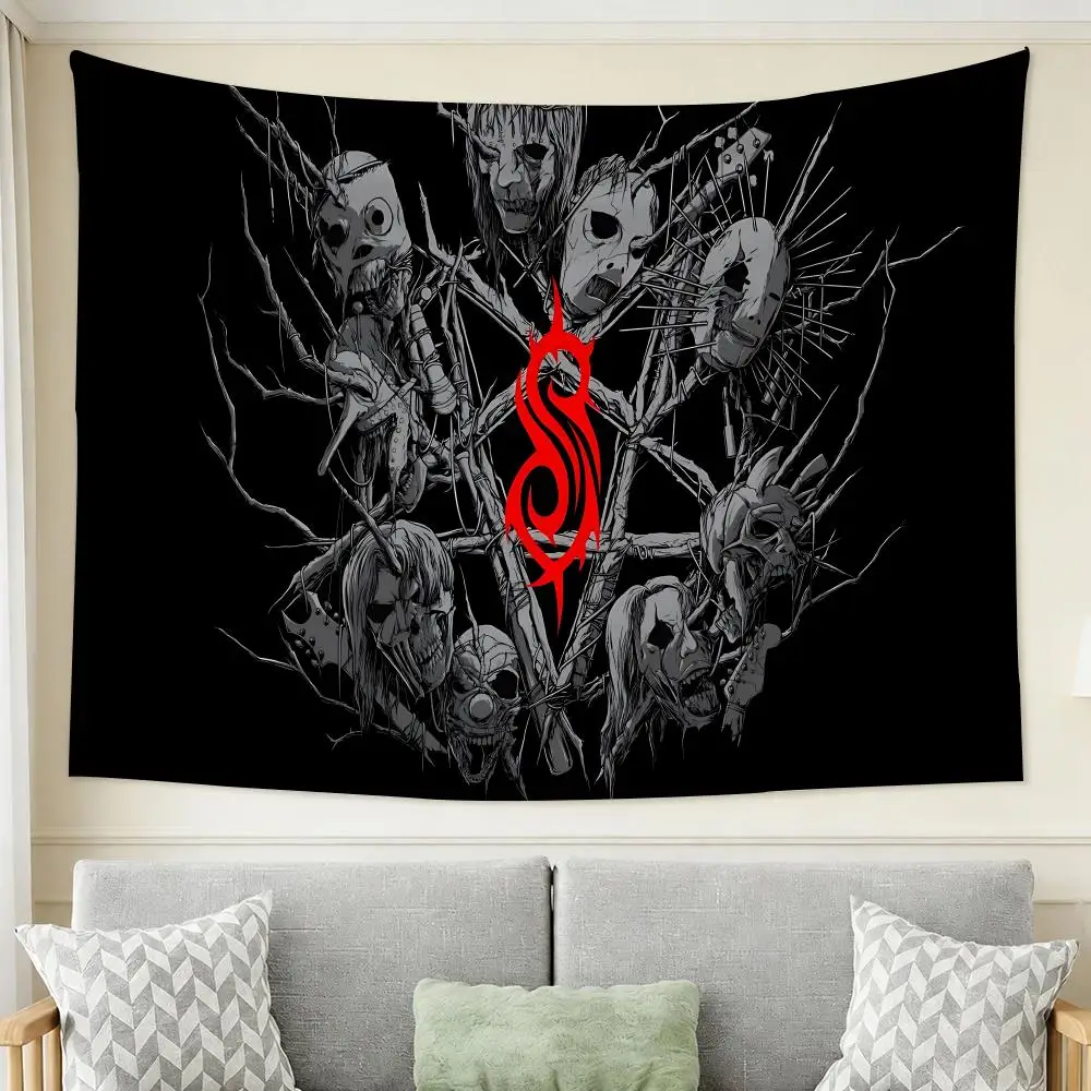 Rock Band S-Slipknot Tapestry Wall Hanging Tapestry Aesthetic Room Decor Banners for Bedroom Living Room Outdoor Party