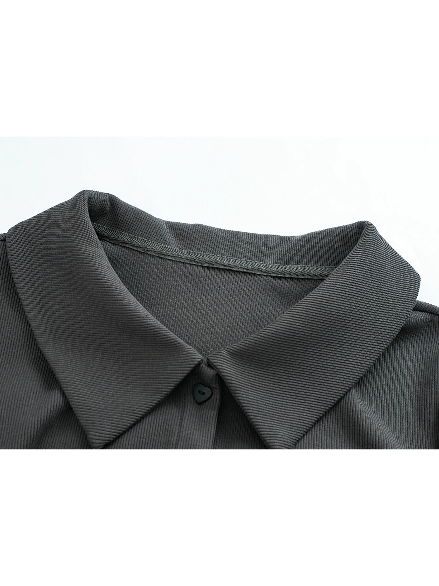 Women Grey Polo-Neck Bow Shirts Blouses Y2k Vintage 2000s Aesthetic Elegant Long Sleeve Shirt Fashion Clothes Spring Autumn 2025