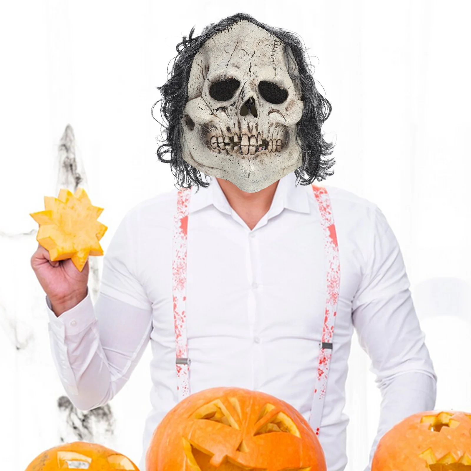 

Scary Realistic Latex Skull Mask Full Face Halloween Costume Accessory Creepy Headgear Party Decoration Adult