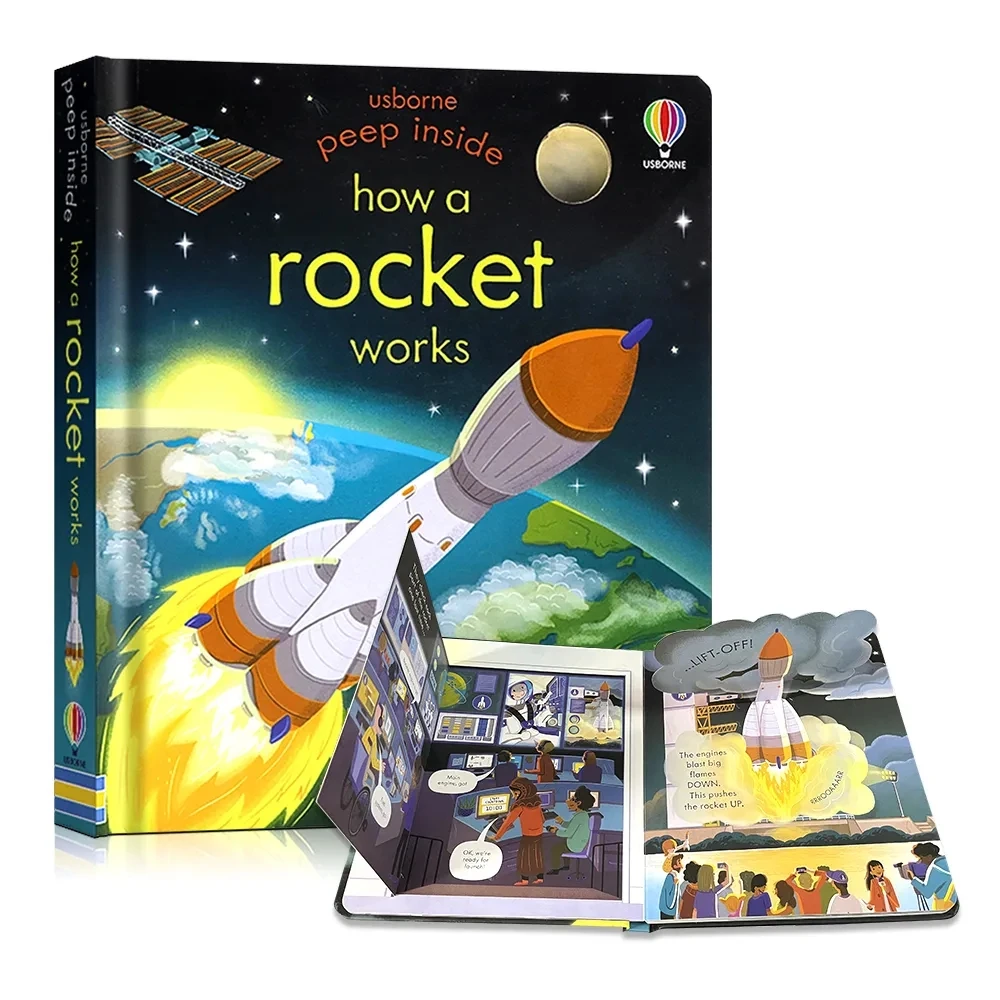 

Peep Inside How A Rocket Works English Educational 3D Flap Picture Books Kids Children Bedtime Reading Story Books