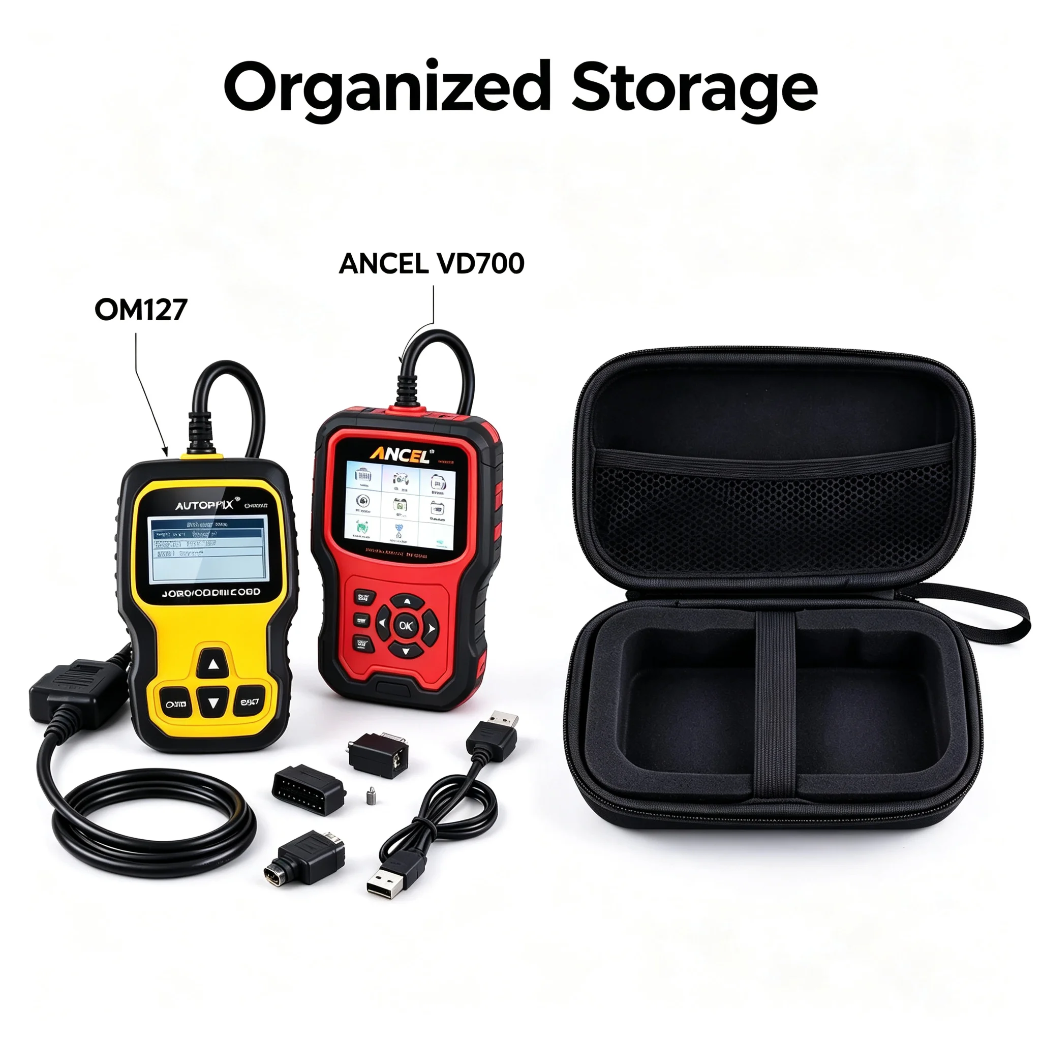 Hard Shell Storage Case For ANCEL VD700 OBD2 Code Reader, Shockproof Dustproof Box For Car Diagnostic Scanner Garage Tool, Black