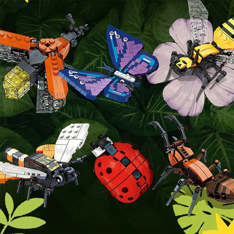 Insect Series 8-in-1 Large Type B Beetle Module DIY Small Particle Building Block Toy Model to Improve Hands-On Ability