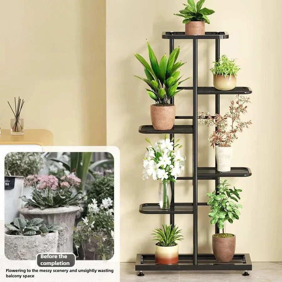 

European Style Flower Rack, Floor Standing Metal and Iron Storage, Indoor Living Room, Balcony Storage Rack, Flower Basin Rack