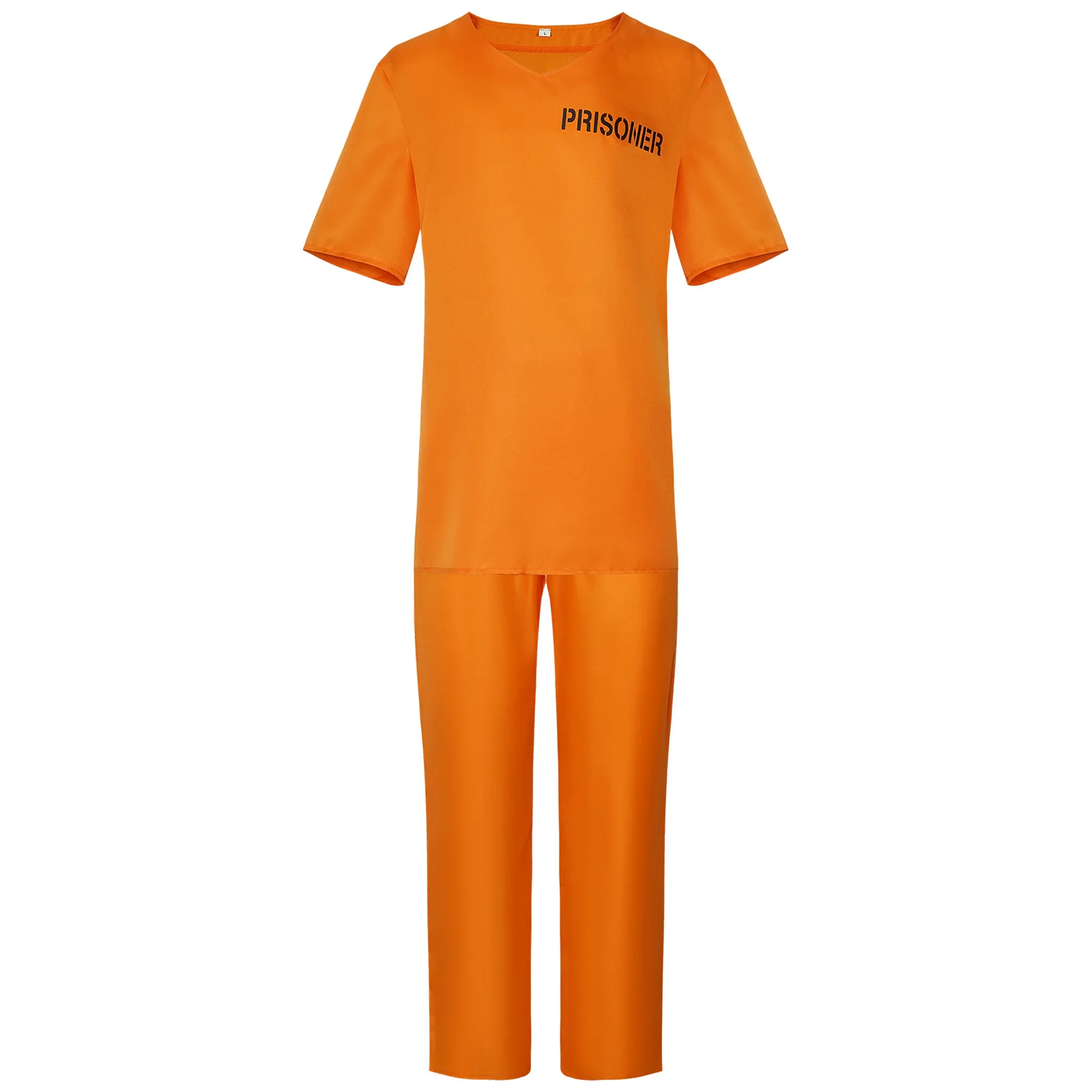 Prisoner Costume Man Woman Outfit Orange Jail Uniform Shirt Pant Halloween Carnival Suit Custom Made