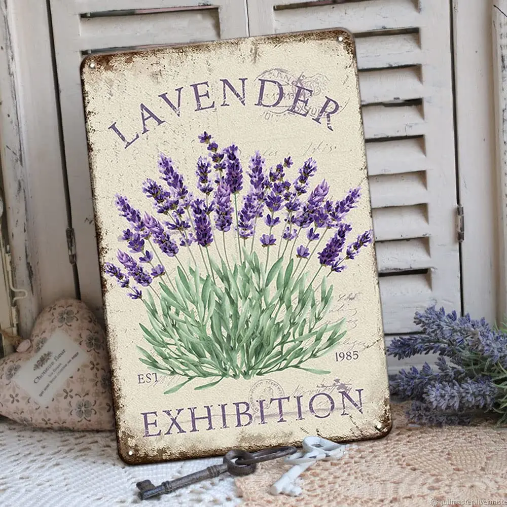 YOYI ART French Spring Decor Lavender Decor Lavender Wall Decor Tin Signs, 12x 8 Inches Lavender Bathroom Decor Purple Wall Deco