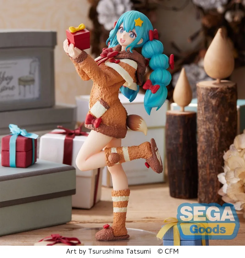 sega-初音ミク-vocaloid-ウィンターギフト-2022-賞品フィギュア、アニメモデルオーナメント