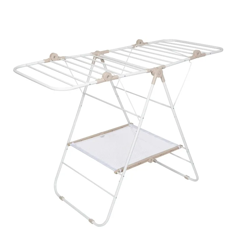 

Folding Steel and Mesh Freestanding Wing Clothes Drying Rack, White