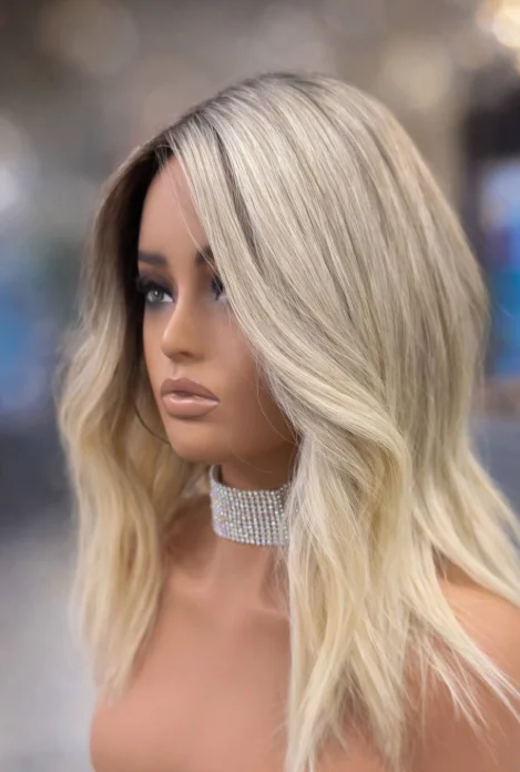 Free Part Ombre Ash Blonde Wig 13x4 Synthetic Swiss HD Transparent Lace Front Natural Wavy High Quality Women's Wig