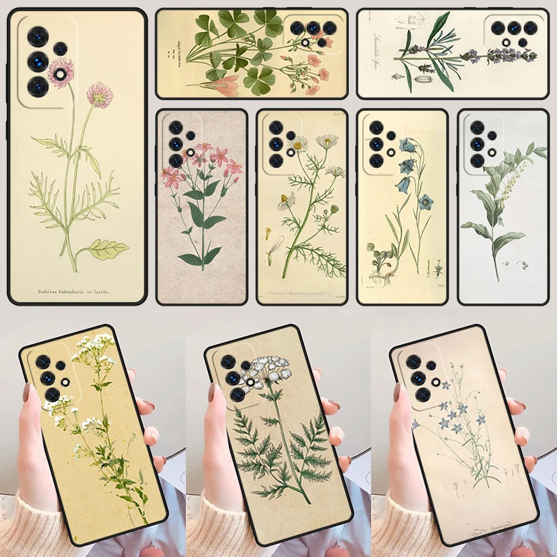 Botanical Drawings Flowers Plants For Samsung A52 A72 A73 A20e A21S A50 A70 A11 A12 A42 A31 A40 A51 A71 A32 A80 A91 Phone Case