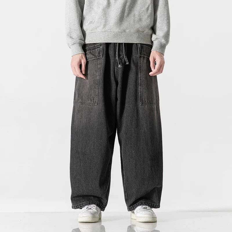 Autumn and Winter Japanese Denim Casual Loose Commuting American Workwear Wide Leg Straight Leg Pants Woman