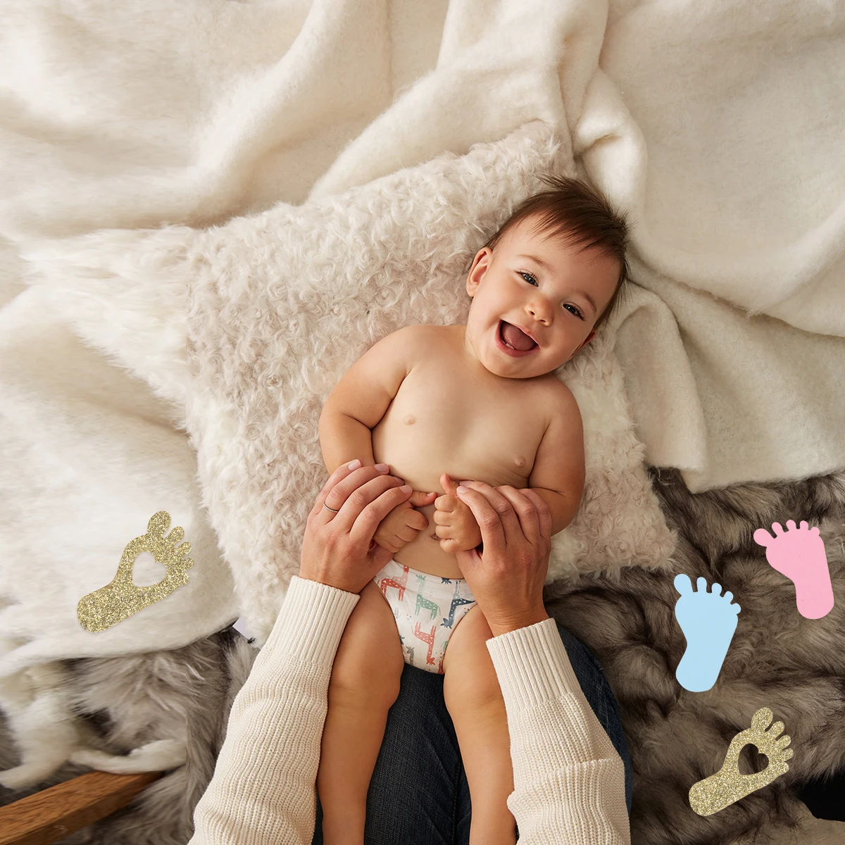 

150pcs Reveal Confetti Baby Infant Confetti Feet Colorful Paper Party Birthday Decorations Shining Infant Feet