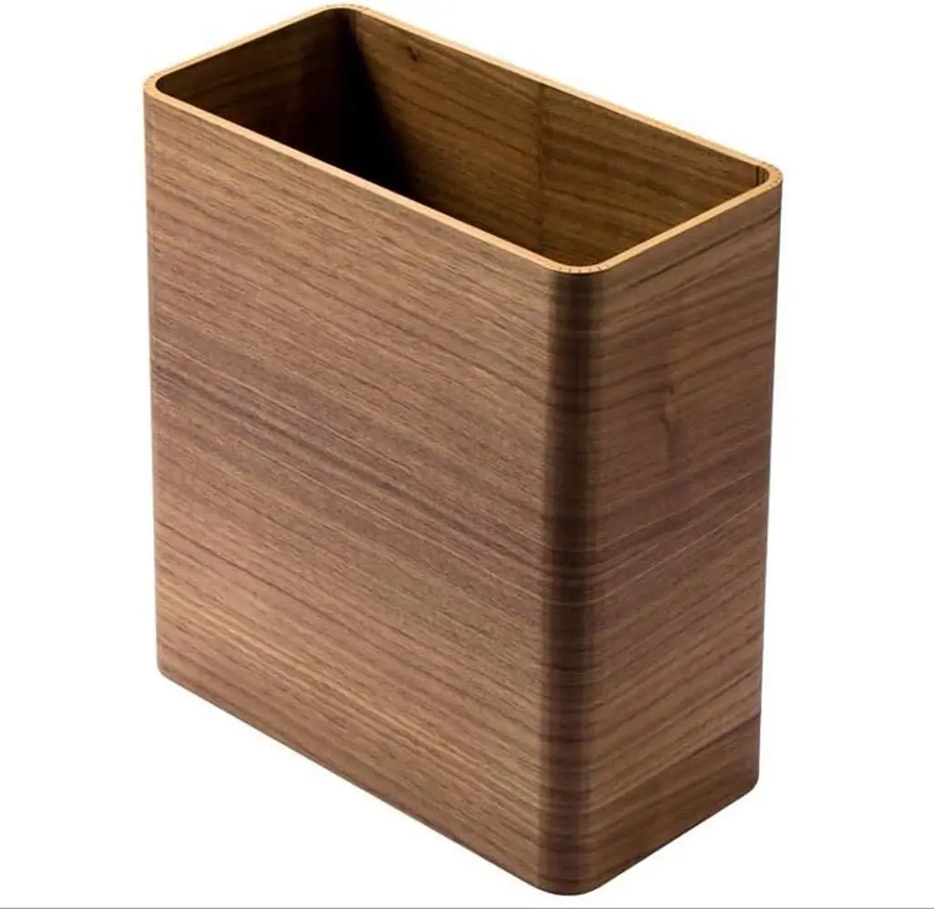 Wood Trash Can Wastebasket,Household Bathroom Living Room Rectangular Trash Bin,Narrow Space Garbage Can