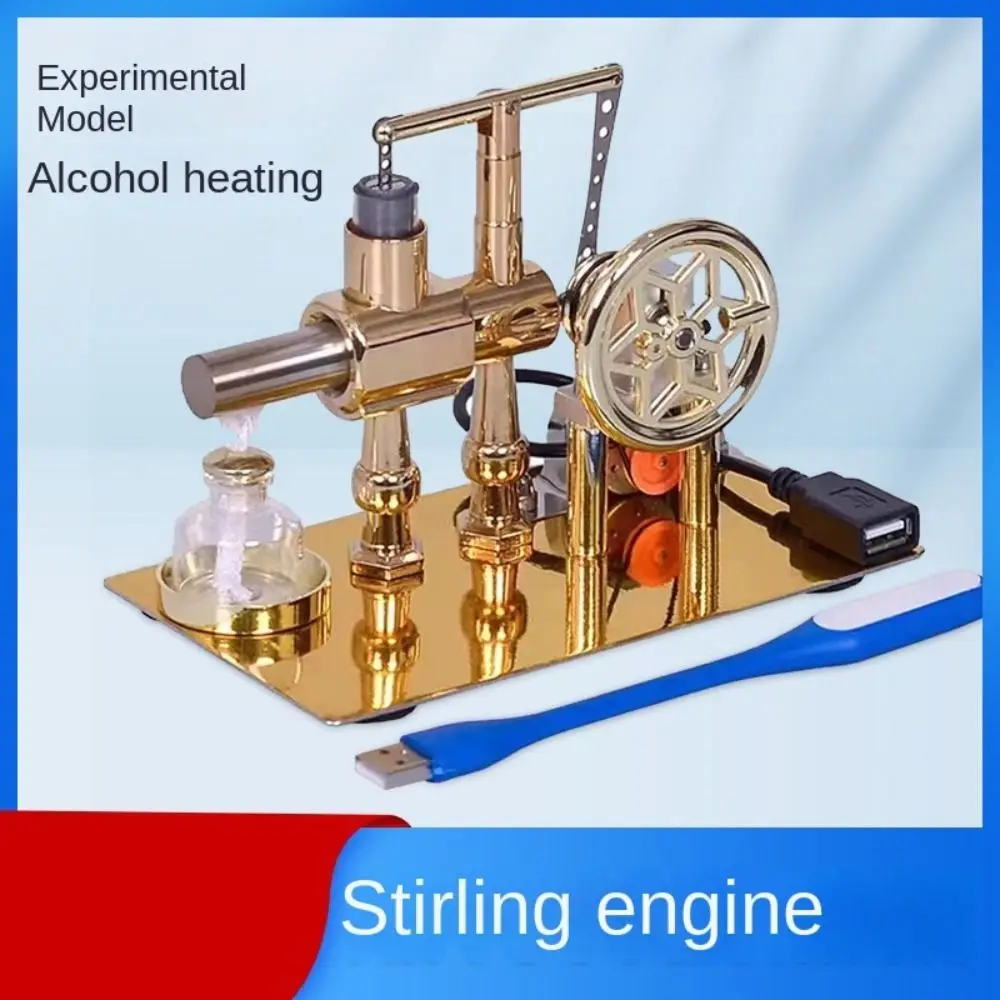 Stirling Engine Hot Air Single Cylinder Stirling Engine Dual Cylinder Generator Single Cylinder Stirling Engine Toy LED Bulb