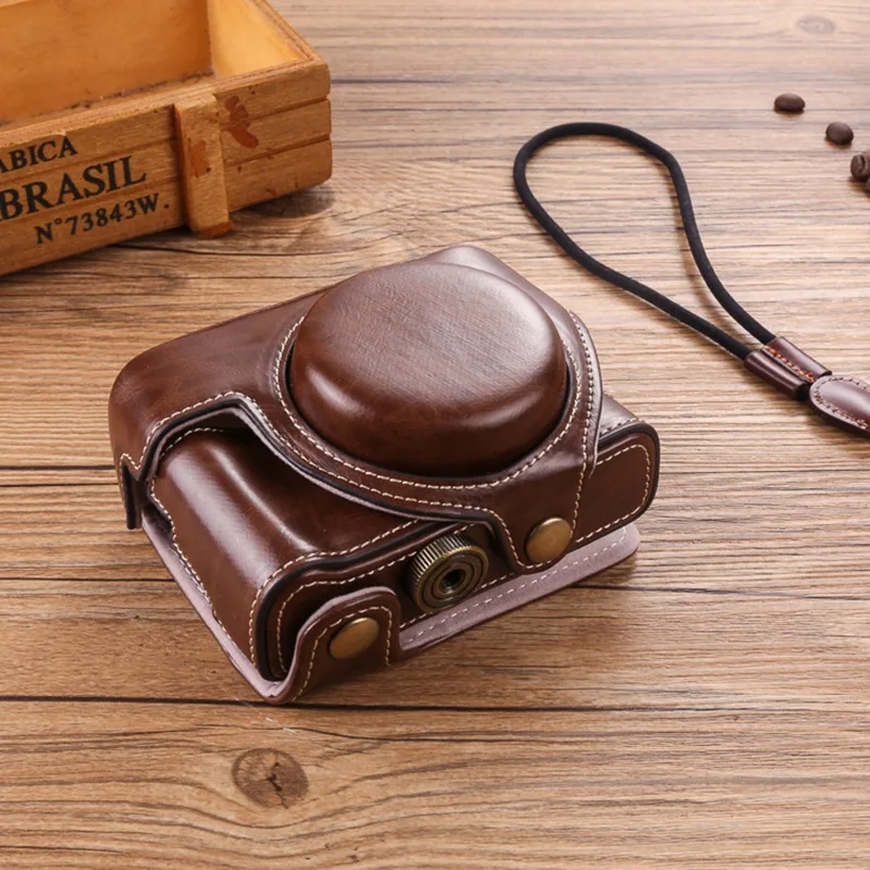 Durable Solid Color Camera Bag Suitable For RX100M7Black Card Camera, Retro Lovely Design With Base, Non-Slip And Drop-Resistant
