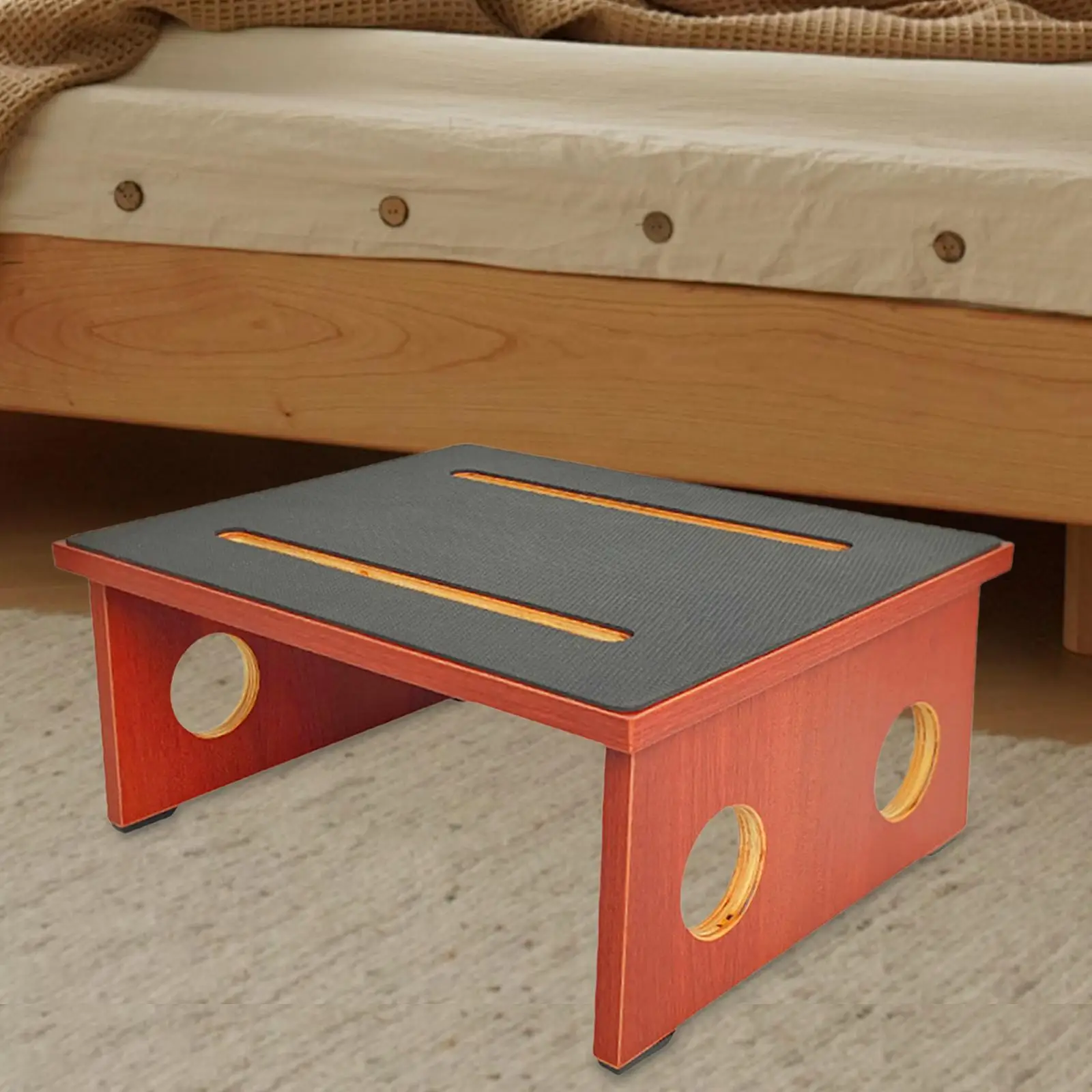 

Foldable Wooden Footstool Foot Step Stool Bathroom Hollow Portable Versatile 150